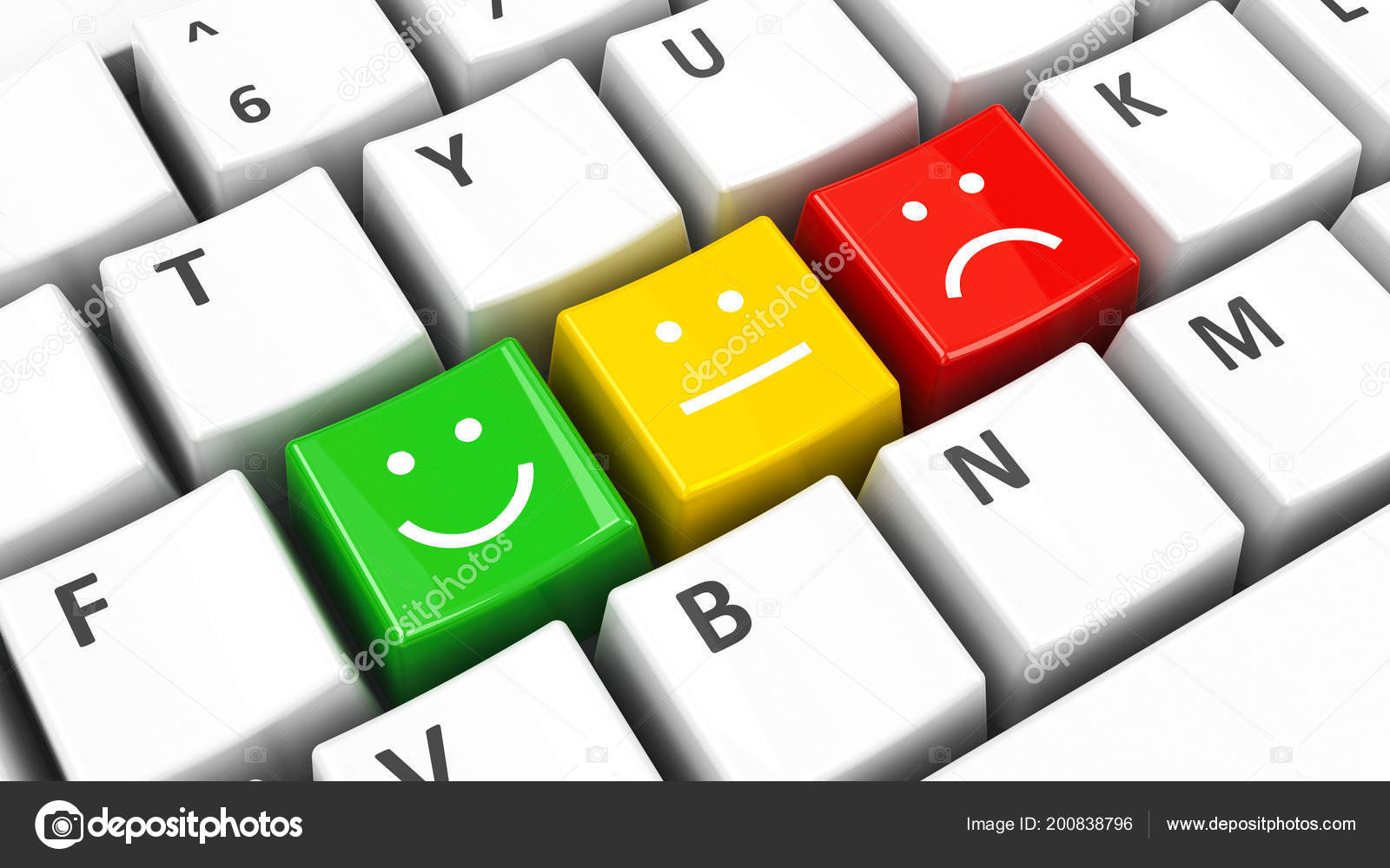 Computer Keyboard Positive Neutral Negative Keys Three Dimensional