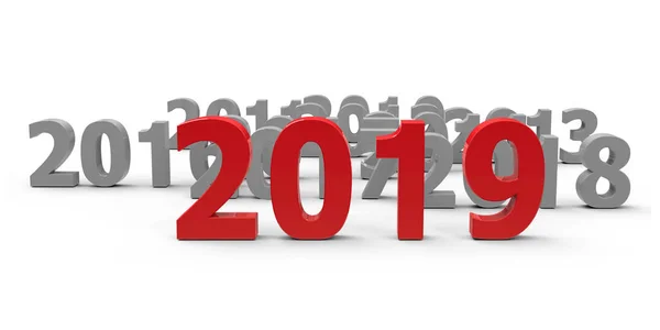 2019 Přijde Představuje Nový Rok 2019 Trojrozměrné Vykreslování Obrázek — Stock fotografie