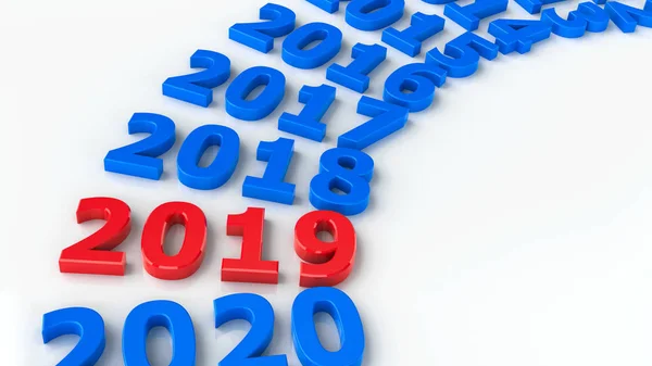 2019 Verleden Cirkel Staat Voor Het Nieuwe Jaar 2019 Driedimensionale — Stockfoto