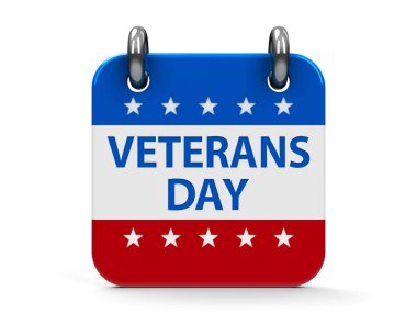 Gaziler günü takvim simgesini Amerikan bayrağı, üç boyutlu render, 3d çizim olarak