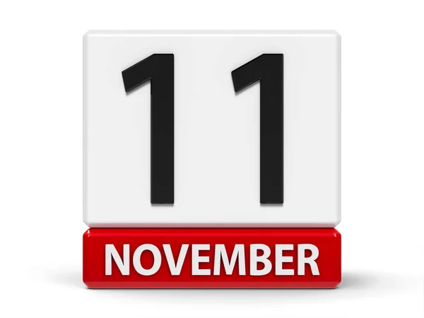 Rote Und Weiße Kalendersymbol Aus Cubes Der Elften November Auf — Stockfoto