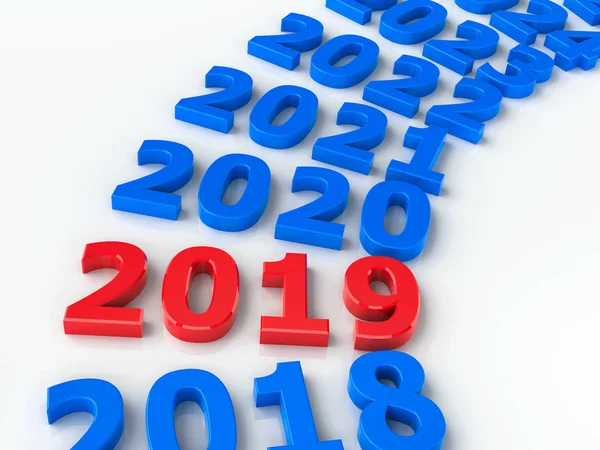 2019 Toekomstige Cirkel Vertegenwoordigt Het Nieuwjaar 2019 Driedimensionale Weergave Illustratie — Stockfoto