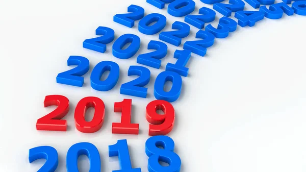 Futuro 2019 Nel Cerchio Rappresenta Nuovo Anno 2019 Rendering Tridimensionale — Foto Stock