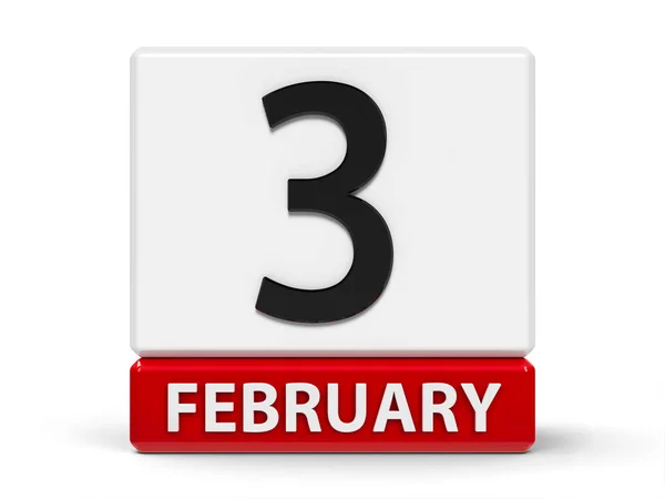 Red White Calendar Icon Cubes Third February White Table Three — Stock Photo, Image