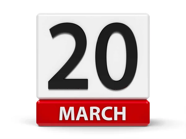 Кубический календарь 20 марта — стоковое фото