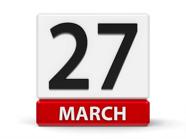 Кубический календарь 27 марта — стоковое фото