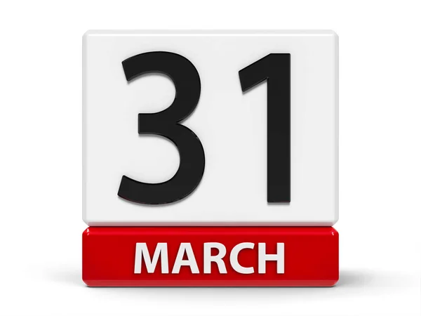 Kockák naptári március 31 Stock Kép