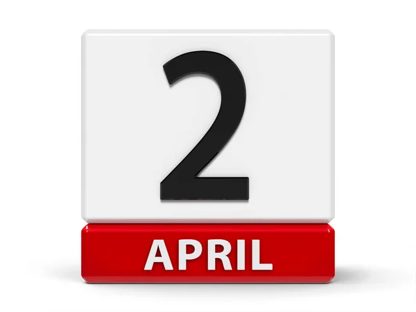 Кубический календарь 2 апреля — стоковое фото
