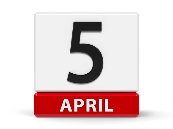Кубический календарь 5 апреля — стоковое фото