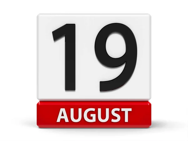 Кубический календарь 19 августа — стоковое фото