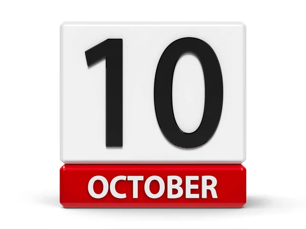 Calendario de cubos 10 de octubre — Foto de Stock