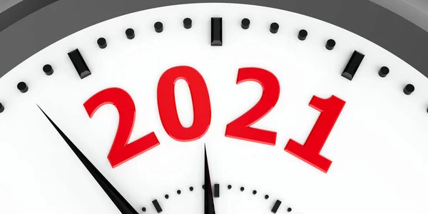 Relógio Preto Com 2021 Representa Próximo Ano Novo 2021 Renderização — Fotografia de Stock