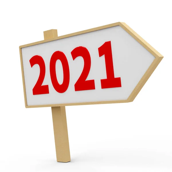 2021 Banner Branco Fundo Branco Representa Novo Ano 2021 Renderização — Fotografia de Stock