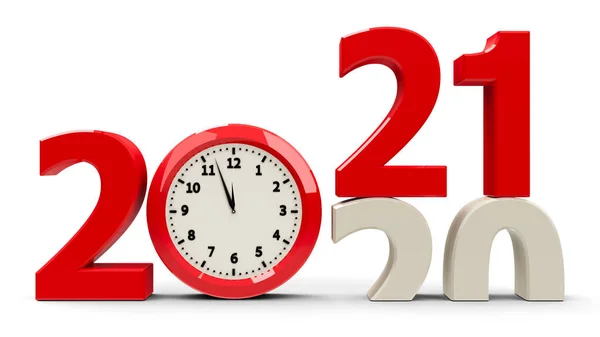 2020 2021 Change Clock Dial Represents Coming New Year 2021 — Stock Photo, Image