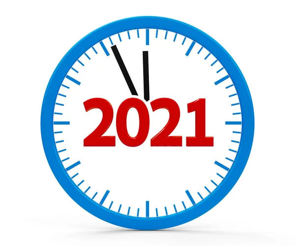 Modern Isolated Clock White Background Represents New Year 2021 Three — Stock Photo, Image