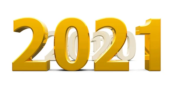 Gold 2021 Komen Vertegenwoordigt Het Nieuwe Jaar 2021 Driedimensionale Rendering — Stockfoto