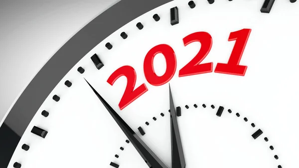 Black Clock 2021 Represents Coming New Year 2021 Three Dimensional — Stock Photo, Image