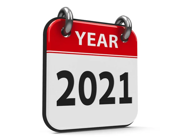 Kalendarz Ikon 2021 Rok Izolowany Białym Tle Trójwymiarowe Renderowanie Ilustracja — Zdjęcie stockowe