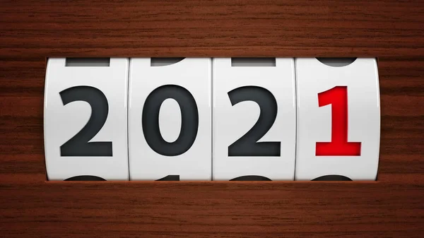 Σχεδιαστική Συνιστώσα Καντράν Που Δείχνει Έτος 2021 Τρισδιάστατη Απόδοση Τρισδιάστατη — Φωτογραφία Αρχείου