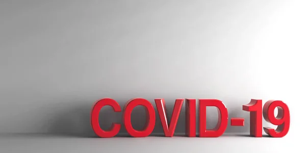 Red Words Covid Grey Background Represents New Pandemic Coronavirus Disease — Stock Photo, Image