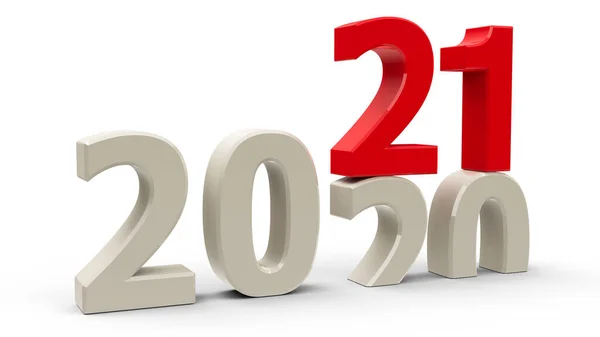 2020 2021年的变化代表2021年的新的一年 三维渲染 3D插图 — 图库照片