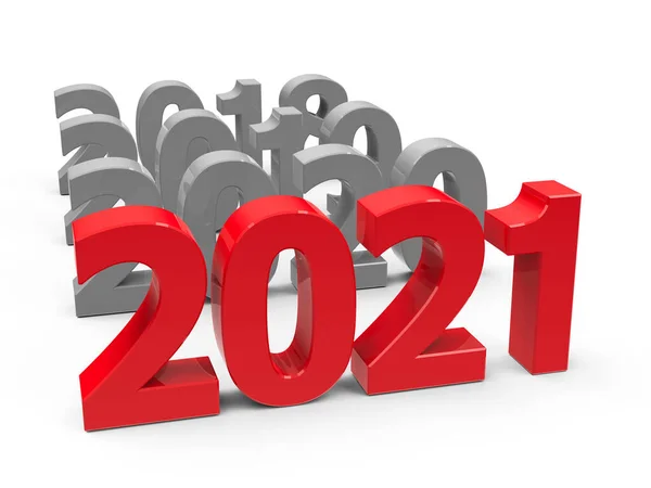 2021 Come White Table Representa Nuevo Año 2021 Renderizado Tridimensional — Foto de Stock