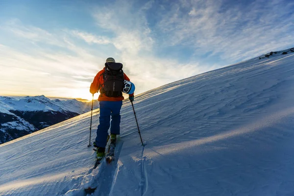 Skiing Amazing View Swiss Famous Mountains Beautiful Winter Snow Fort — Stock Photo, Image