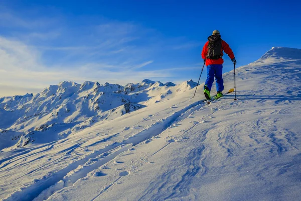 Skiing Amazing View Swiss Famous Mountains Beautiful Winter Snow Fort — Stock Photo, Image