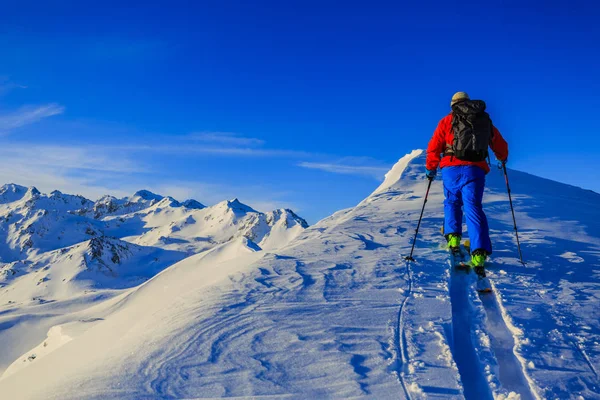 Ski Avec Vue Imprenable Sur Les Montagnes Suisses Célèbres Dans — Photo