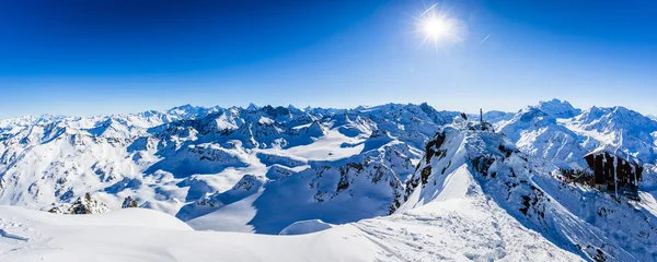 Paisaje Panorámico Invierno Desde Mont Fort Famoso Matterhorn Dent Herens —  Fotos de Stock