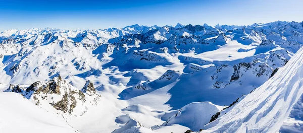 Paysage Panoramique Hivernal Mont Fort Célèbre Cervin Dent Herens Dents — Photo