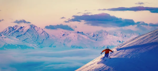 Ski Amazing View Swiss Famous Mountains Beautiful Winter Snow Fort — Stock Photo, Image