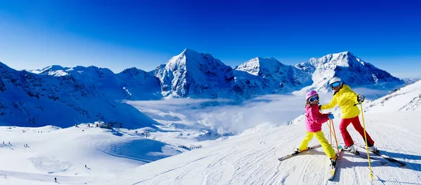 Happy Family Enjoying Winter Vacations Mountains Playing Snow Sun High — Stock Photo, Image