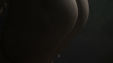 Kusursuz bir beden kendini Ütü ile çıplak kadın arkadan görünüş.