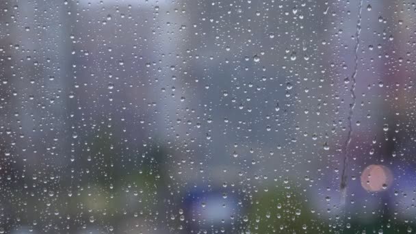 Regen rinnt Fenster herunter. — Stockvideo
