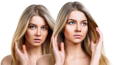 Mükemmel cilt güzel genç sarışın kadınla.