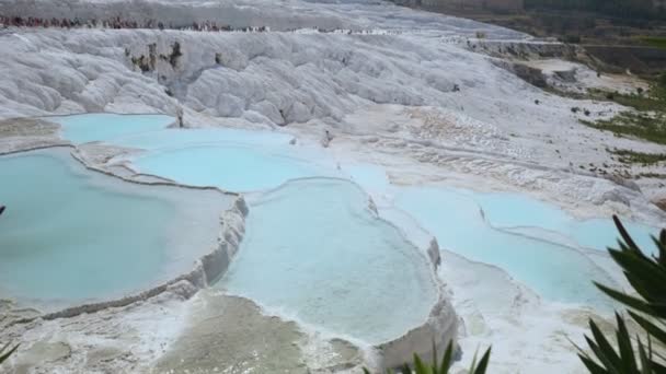 Travertinos con agua turquesa en Pamukkale . — Vídeo de stock