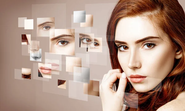 Womans face collected from different parts. — Stock Photo, Image