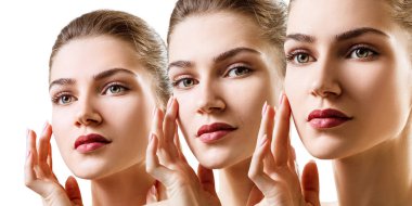 Güzel şehvetli kadın yüz kolaj.