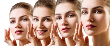 Güzel şehvetli kadın yüz kolaj.