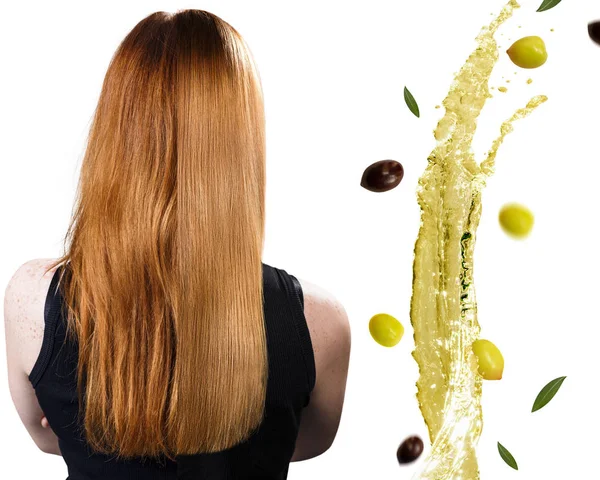 Cheveux avant et après traitement par thérapie à l'huile . — Photo