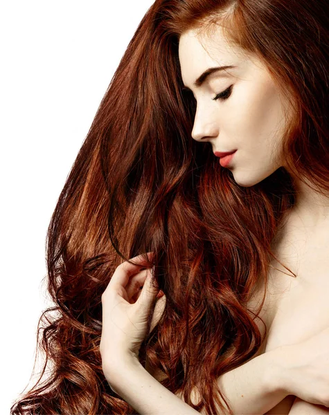 Beauty portrait of redhead woman with perfect beautiful hair. — Stock Photo, Image