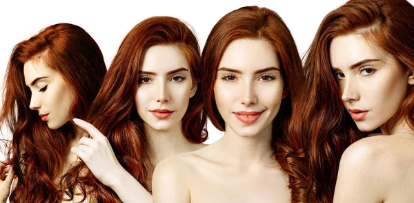 아름다운 머리를 가진 관능적 인 빨간 머리 여자의 콜라주. — 스톡 사진