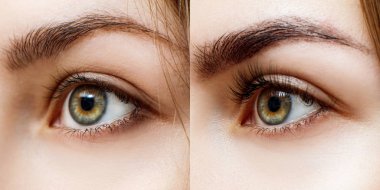Uzun kirpik önce ve sonra kadın.