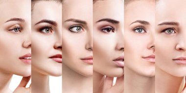 Mükemmel cilt ile güzel kadınların kolaj.