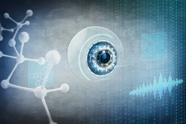 Ludzka gałka oczna w procesie skanowania biometrycznych. — Zdjęcie stockowe