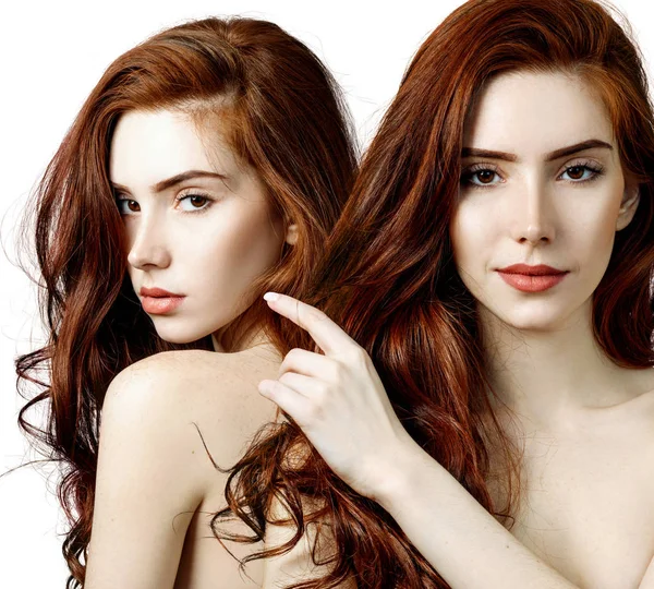 Collage einer sinnlichen rothaarigen Frau mit perfekter Haut. — Stockfoto