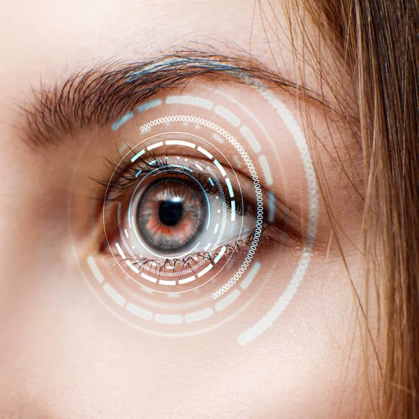 Digital female eye in process of scanning. — Stock Photo, Image