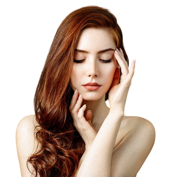 Beauty portrait of redhead woman with perfect skin. — Stock Photo, Image