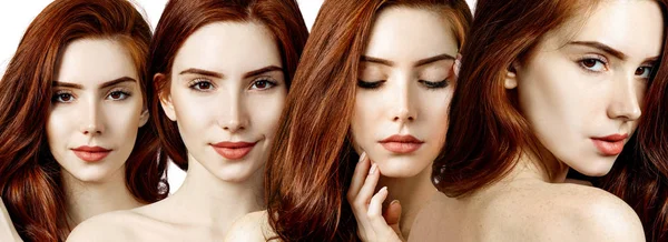 Collage of sensual redhead woman with perfect skin. — Stock Photo, Image